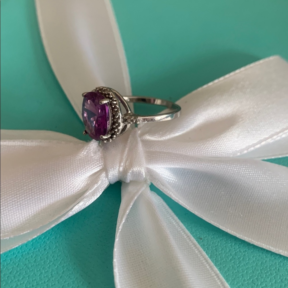 Purple Gemstone 925 Silver Ring - image 2